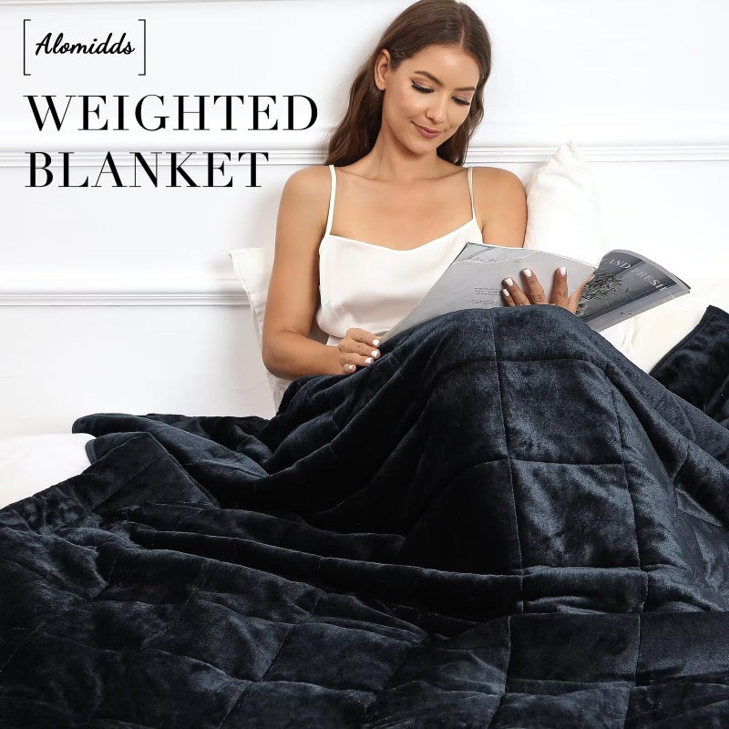 Alomidds Weighted Blanket Twin 20 Pounds, Adult Weighted Blankets with Soft Plush Flannel Fleece & Cozy Warm Sherpa for Sofa Bed, Microfiber Heavy Blanket Great for Sleeping, 48 x 72inches,Dark Grey - Image 4